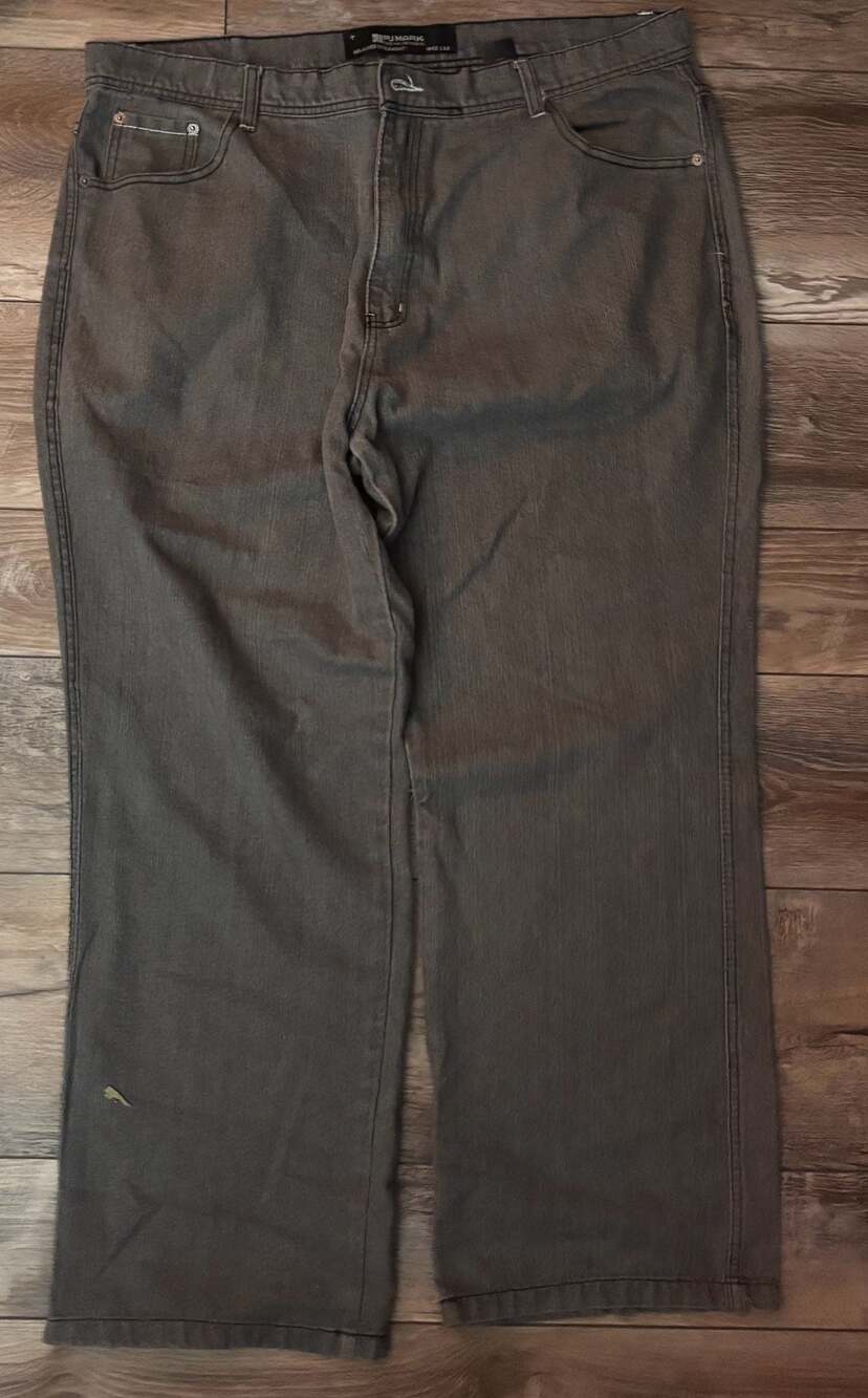 PJ Mark Men's Relaxed Straight Leg Jeans in gray with Embroidered Back Pockets,